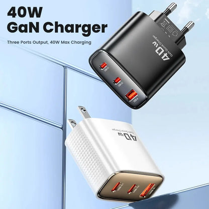 Toocki 40W GaN USB Charger Type C QC 4.0 Quick Charge Dual Type C Fast Phone Charger For iPhone 15 14 13 12 Pro Max Samsung S23