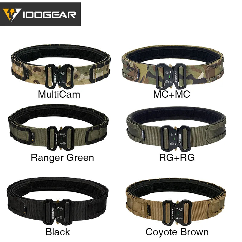 IDOGEAR Tactical 2 Inch Combat Belt  Quick Release Buckle MOLLE  Hunting Outdoor Sports Mens Belt Durable Two-in-One