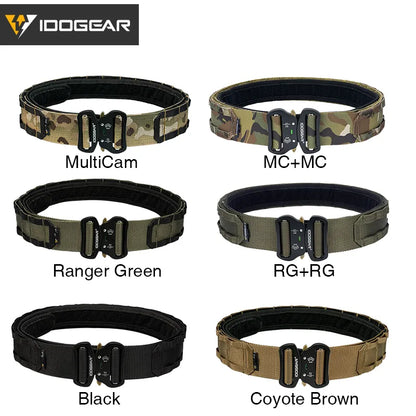 IDOGEAR Tactical 2 Inch Combat Belt  Quick Release Buckle MOLLE  Hunting Outdoor Sports Mens Belt Durable Two-in-One