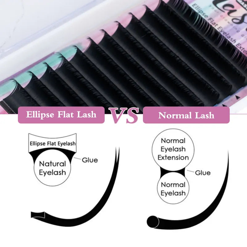 ellipse flat lashes soft Split-tips fake eyelash extension individual eyelashes nature flat ellipse eyelashes supplies