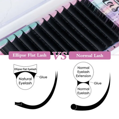 ellipse flat lashes soft Split-tips fake eyelash extension individual eyelashes nature flat ellipse eyelashes supplies