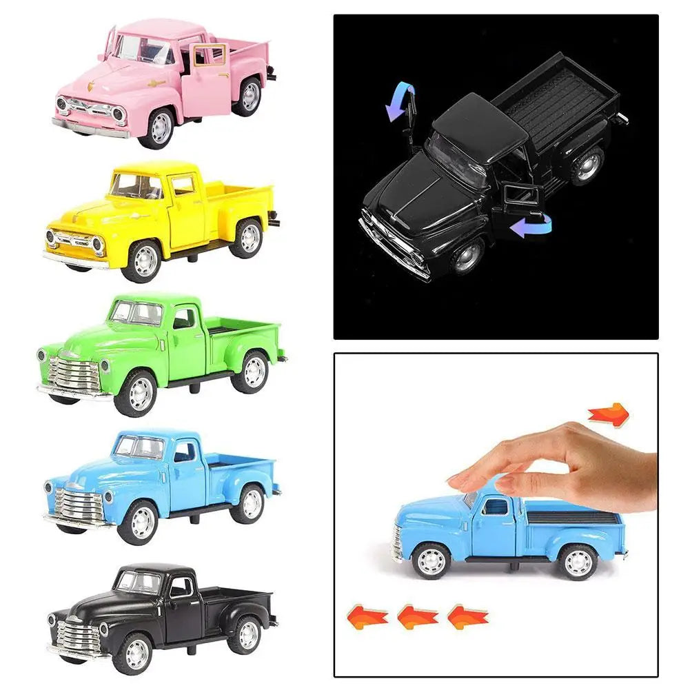 Classic Pickups Truck Car Model 1:32 Scale Pull Back Alloy Diecast & Toys Vehicle Christmas Collection Toy Car For Boys Children