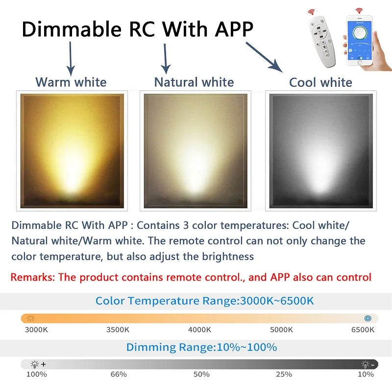 APP RC carré Circel anneaux plafonniers pour salon chambre maison AC85-265V plafond moderne à LEDs lampe lustre plafonnier