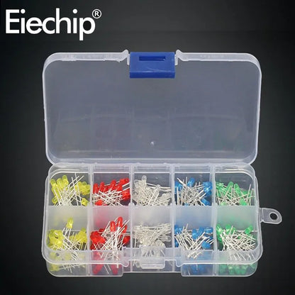 3mm 5mm LED Diode Assorted Kit, White Green Red Blue Yellow Orange F3 F5 Light Emitting DIY led lights Diodes electronic kit