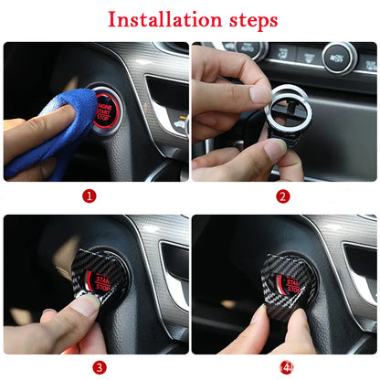 Car Engine Start Stop Switch Button Cover Decorative Auto Accessories Push Button Sticky Cover Car Interior Car-Styling