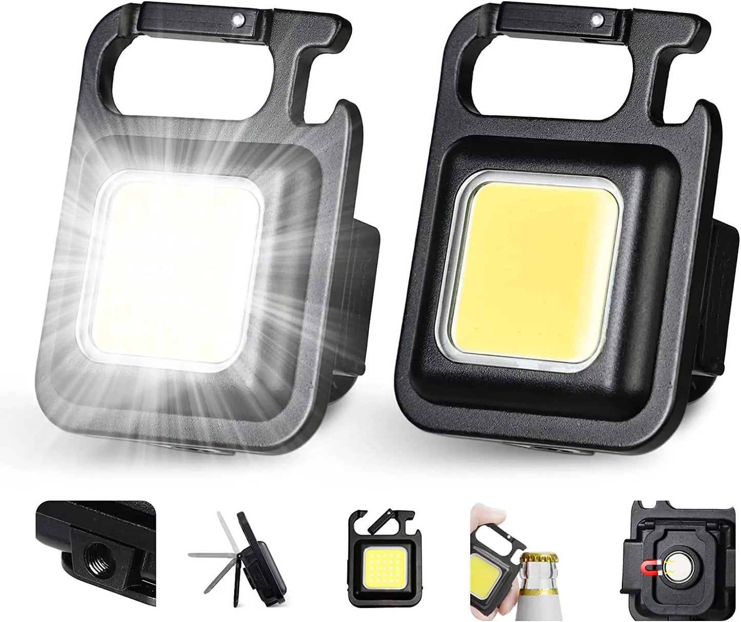 10 pièces Mini LED 1800LM lampe de poche porte-clés multifonctionnel Portable COB lampes de Camping USB charge lumières de travail lanterne de pêche