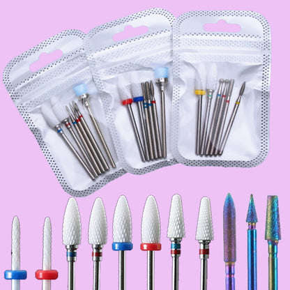 6PCS Milling Cutter for Manicure Diamond Ceramic Nail Drill Bits Mills Removing Nail Bit Set Gel Electric Manicure Machine Tools