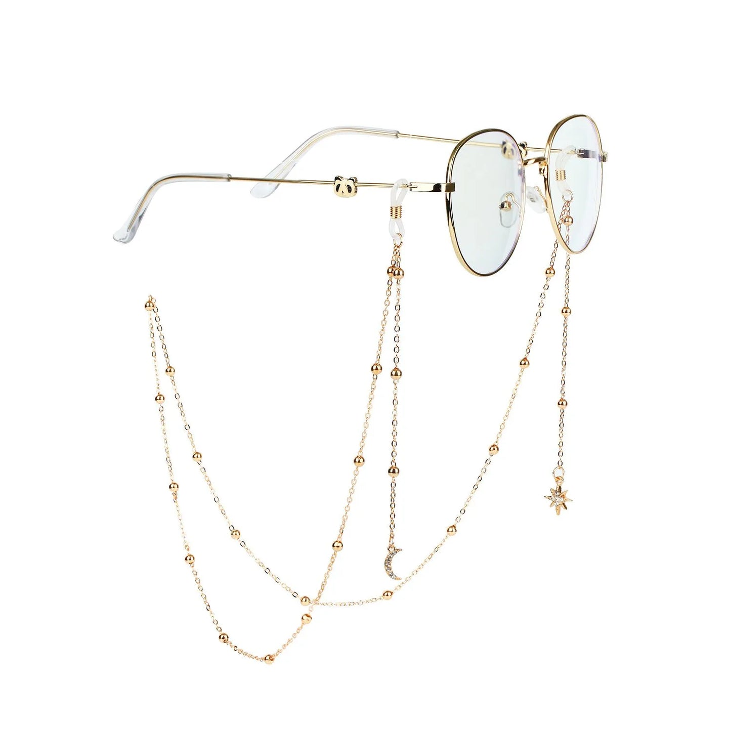 New Fashion Women Eyeglass Chain Hollow Star Pearl Beaded Sunglasses Reading Glasses Lanyard Eyewear Holder Neck Strap Rope