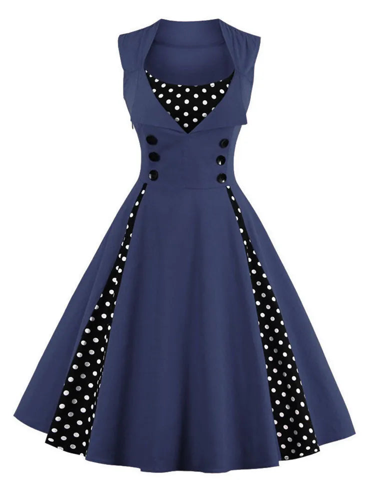 Robe rétro Vintage pour femmes, années 50 et 60, Rockabilly, à pois, Pin Up, robes de soirée, tunique élégante, décontractée, S-5XL