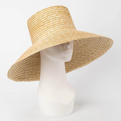 Chapeaux de plage à Large bord avec cravate pour femmes, grands chapeaux de Protection UV, chapeaux de soleil d'été en paille de blé à grand bord, vente en gros