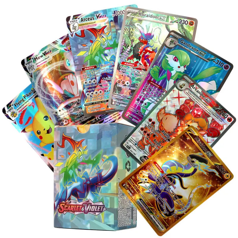 60/100Pcs Pokemon Cards Scarlet Violet EX Vstar Holographic English Letter Pokemon Rainbow Arceus Shiny trading card Kids Gift