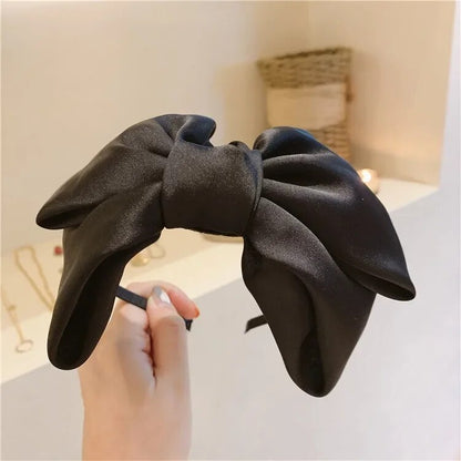 beautiful black New big bow bezel Headwear Women Headband Girls Vintage bow Hair Bands wide Hairband hoop for hair Accessories