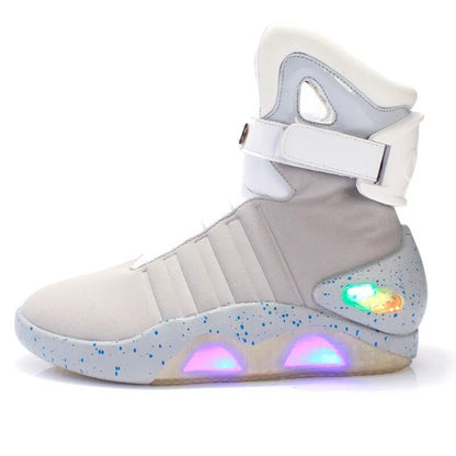 Hommes bottes retour vers le futur chaussures Led rechargeables par USB pour homme et femme chaussures de loisir à la mode brillant désert bottes hommes