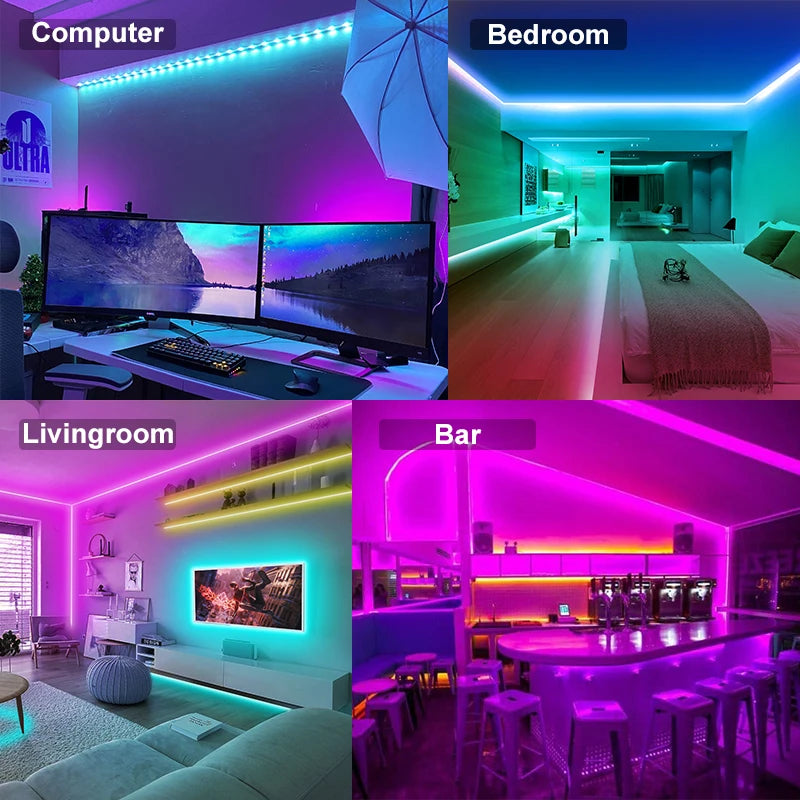 USB 1-30M Led Strip Lights RGB 5050 Bluetooth APP Control Luces Led Flexible Diode Decoration For Living Room Lamp Ribbon