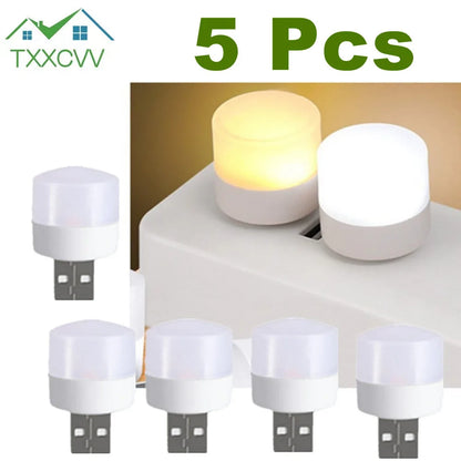 5 Pcs USB LED Plug Lamp 1W Super Bright Eye Protection USB Book Light Computer Mobile Power Charging USB LED Night Light