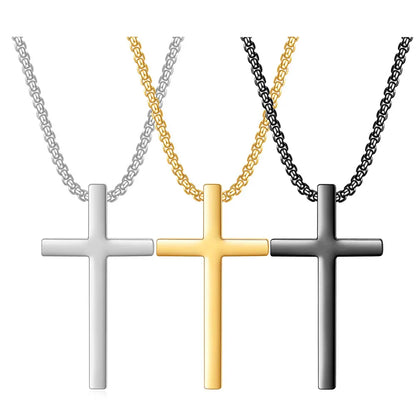 Simple Cross Stainless Steel Men's Necklace Pendant Titanium Steel Necklace Accessories