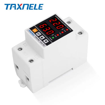 Dual Display 40A 63A 230V Din Rail Adjustable digital Over Under Voltage Relay Surge Protector  Limit Over Current Protection