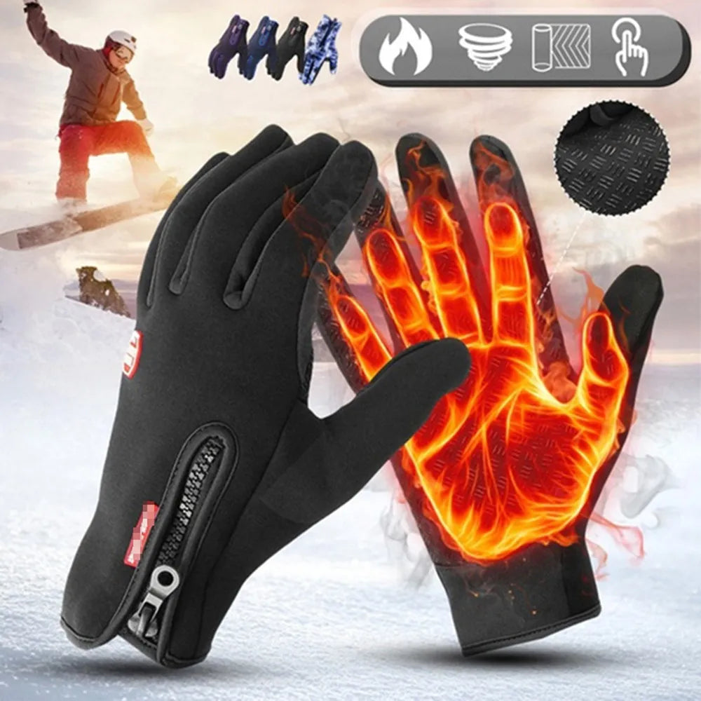 Gants chauds pour écran tactile, cyclisme en plein air, conduite de moto, imperméables, coupe-vent, antidérapants, pour femmes et hommes, gants de Ski d'hiver