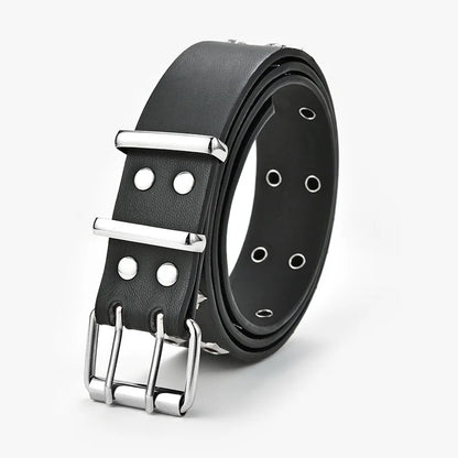 Ceinture à rivets en œil d'étoile, Style Goth, boucle à Double ardillon pour hommes/femmes, mode décontractée, Style rondelle, ceinture en cuir Pu pour Jeans jeunes, nouvelle collection