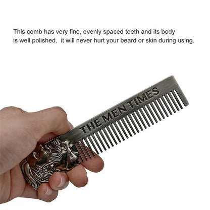 1PC Gentelman Barber Styling Metal Comb Stainless Steel Men Beard Comb