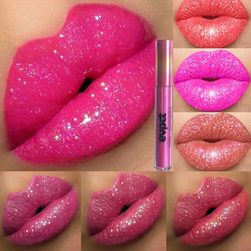 Vattentät Diamond Shimmer Glitter Lip Gloss 18 Färger Matt Glitter Flytande Läppstift Diamond Pearl Color Lip Gloss Sexig Make Up