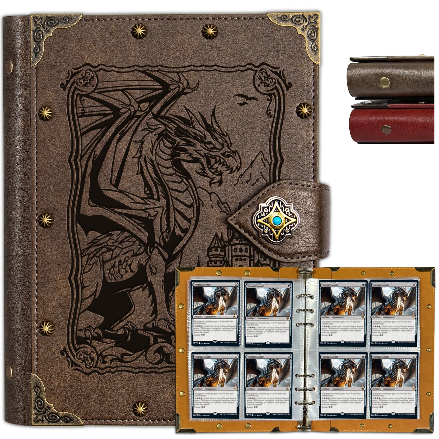 4 Pocket Card Binder for Pokemon - Stunning Dragon Elemental Design for 240 Cards. Great Sleeve Album/TCG Holder/Trading Gift