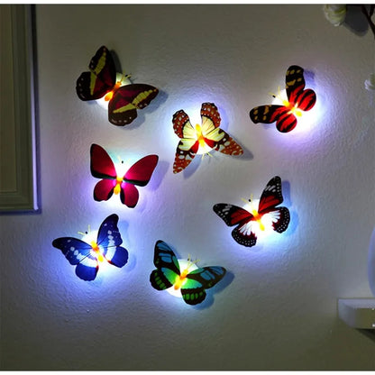 Papillon veilleuses Pasteable 3D papillon Stickers muraux lampes 1/5 pièces décoration de la maison bricolage salon autocollant mural éclairage