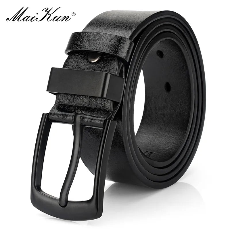 Men's Vintage Casual Belt Black Pin Buckle Student Versatile Leather Wide Belt