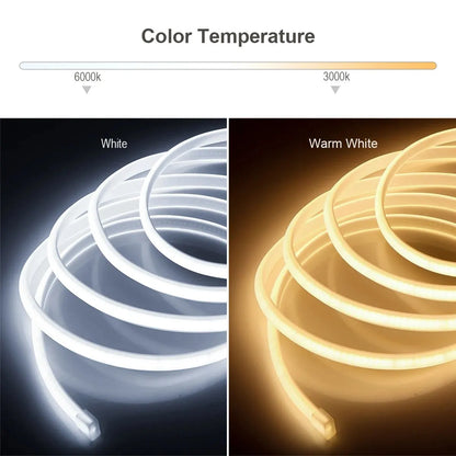 High Bright COB LED Strip Light 220V Neon Tape Kitchen Cabinet Lamp Waterproof Garden Outdoor Background Lamp Room Decoration