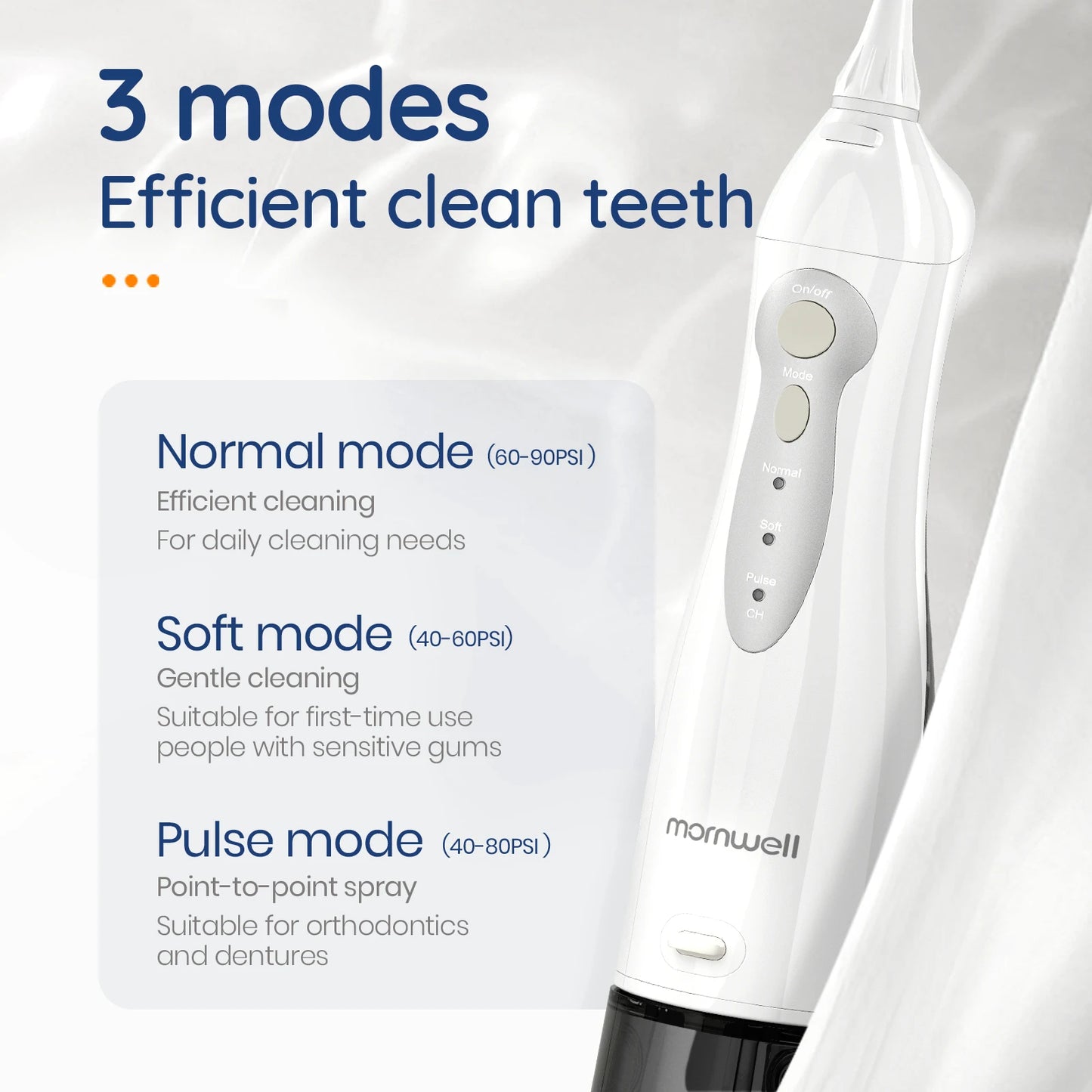 300ml Portable D52 Oral Irrigator Cordless Dental Water Flosser For Teeth Cleaning Teeth Whitening 4 Pressure Mode 3 nozzles IPX