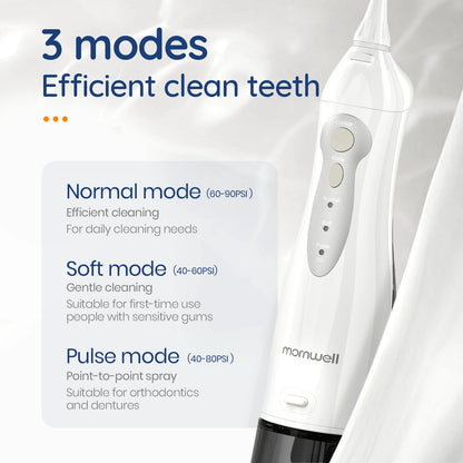 300ml Portable D52 Oral Irrigator Cordless Dental Water Flosser For Teeth Cleaning Teeth Whitening 4 Pressure Mode 3 nozzles IPX