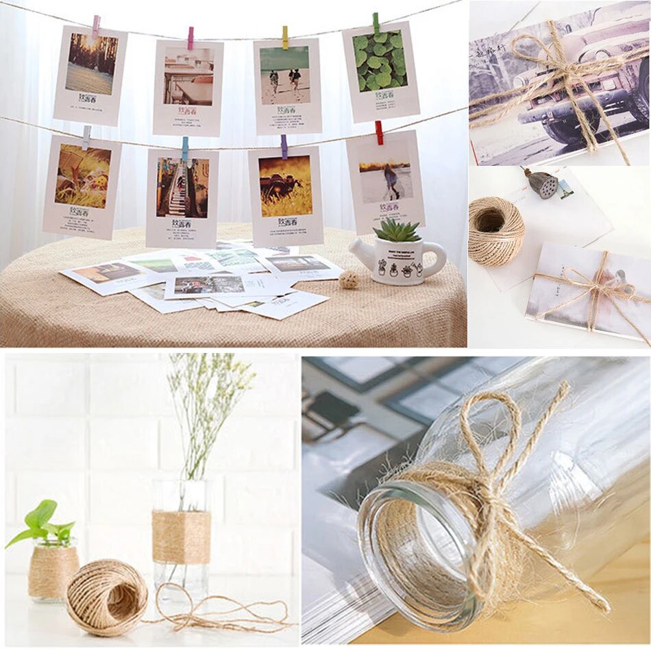 Corde de Jute naturelle de 30 mètres, ficelle de chanvre, décoration de mariage à domicile, ruban en toile de Jute, travail manuel, cadeau de noël, emballage de fête d'anniversaire