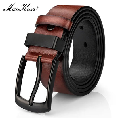 Men's Vintage Casual Belt Black Pin Buckle Student Versatile Leather Wide Belt