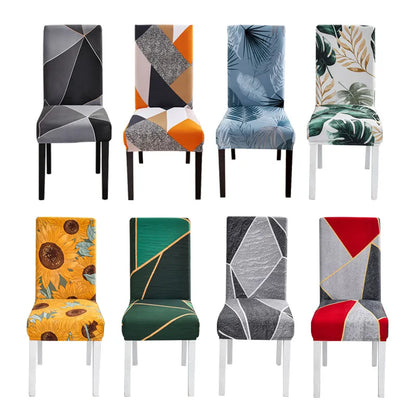 Geometric Dining Chair Cover Spandex Elastic Chair Slipcover Case Stretch Chair Covers for Wedding Hotel Banquet Dining Room