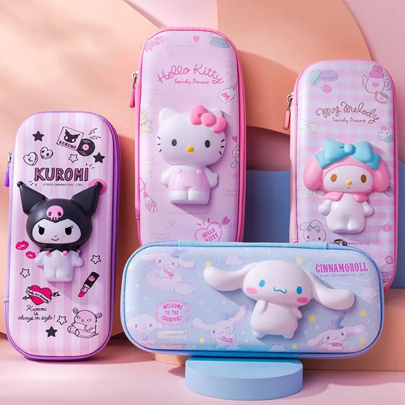 Large Capacity Pencil Case Kawaii Hello Kitty Cinnamoroll Melody School Pencils Bag Pouch Pen Case Supplies Stationery