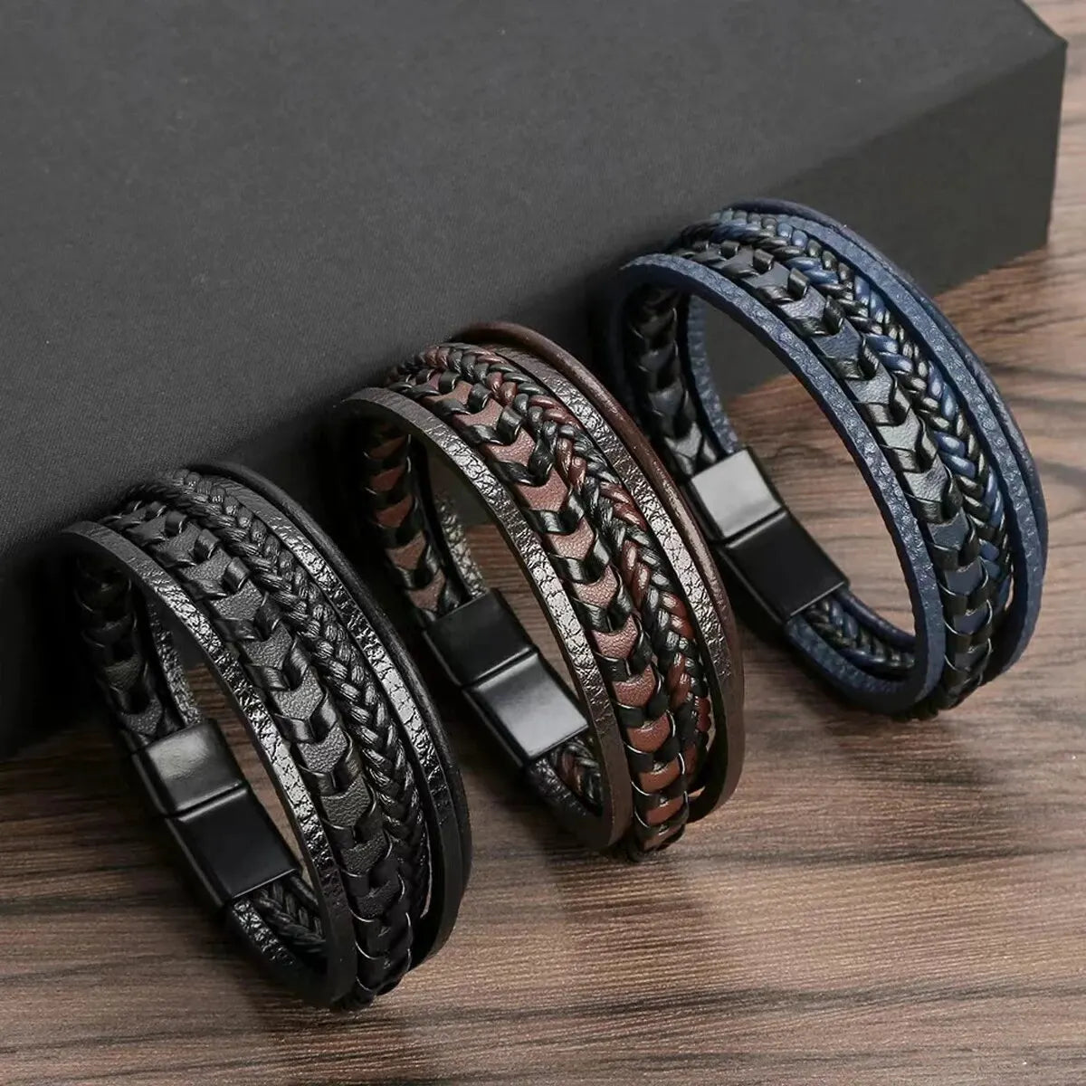 Leather Rope Braided Bracelet  Magnetic Buckle Bracelet