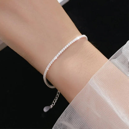 925 Silver Classic 15-21CM Tennis Bracelets Jewelry 2mm 3mm 4mm 5A Zironia Eternal