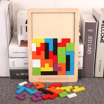 Puzzle Tangram en bois coloré pour enfants, jouets pour enfants, apprentissage, éducation, jeux de société, jouets pour enfants agités