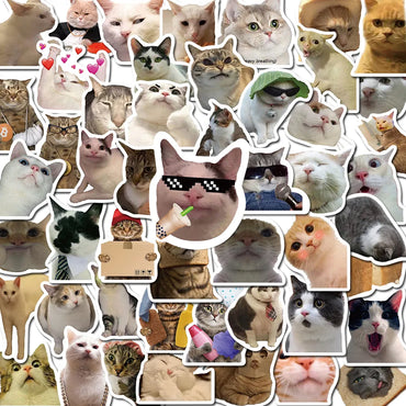 10/50PCS Cat MEME Funny Animals Stickers Vintage Toy DIY Kids Notebook Luggage Motorcycle Laptop Refrigerator Decals Graffiti