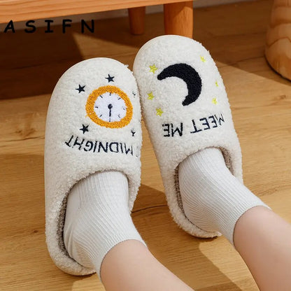 ASIFN Meet Me At Midnight Slippers Taylor Style Cozy Comfortable Embroidered Slides Soft TS Swifties Music Tour Houseshoes