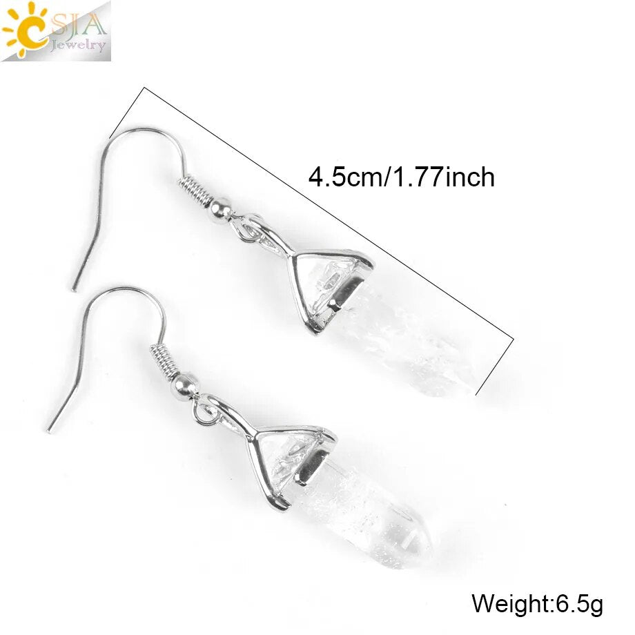 Natural Stone Crystal Earrings  Quartz Earring