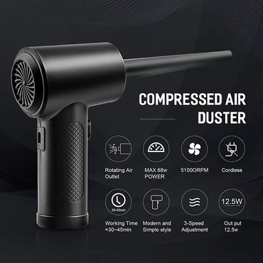 Compressed Air Duster For Computer Keyboard PC Car Clean 51000 RPM USB Charging Portable Electric  Dedusting Wireless Air Blower