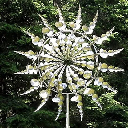 New Unique and Magical Metal Windmill 3D Wind Powered Kinetic Sculpture Lawn Metal Wind Solar Spinners Yard and Garden Decor