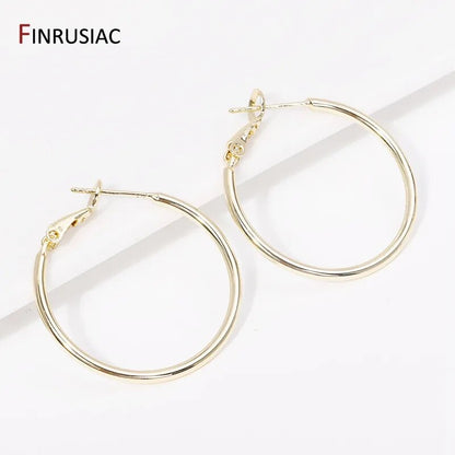 Boucles d'oreilles rondes plaquées or simples pour femmes, anneau à la mode, cerceaux pour filles, accessoires de bijoux