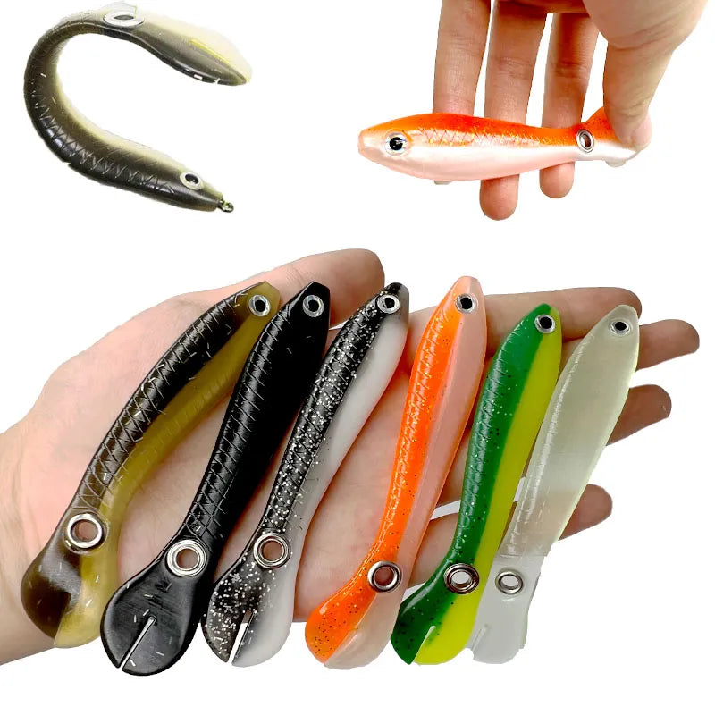 Poisson marche 5 pièces/lot leurres de pêche souples 2g/6g appât à queue pivotante Silicone petit appât Loach appât artificiel pour la pêche au brochet