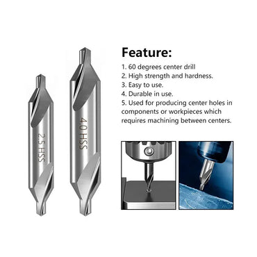 HSS kombinerade mittborrar 60 graders försänkningar vinkelbitssats 1,0 mm 1,5 mm 2,0 mm 2,5 mm 3,5 mm 5 mm metallborr