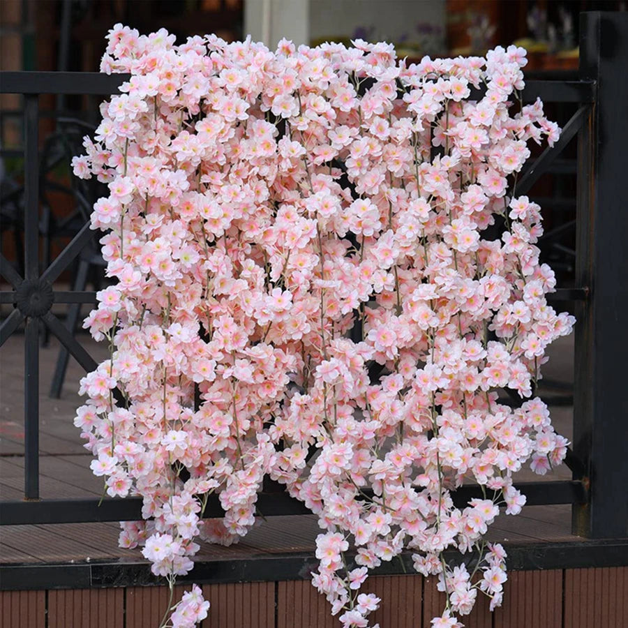 180 cm konstgjorda Sakura blommor vinstockar bröllop utomhus trädgård rosbåge heminredning jul silke scrapbook bakgrund väggväxter