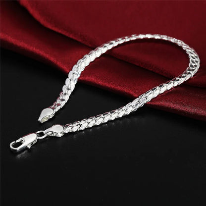 925 Sterling Silver Bracelet 6mm 18/20cm  Jewelry