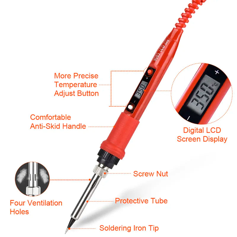 JCD Soldering iron kit adjustable temperature 220V 80W LCD solder welding tools Ceramic heater soldering tips Desoldering Pump