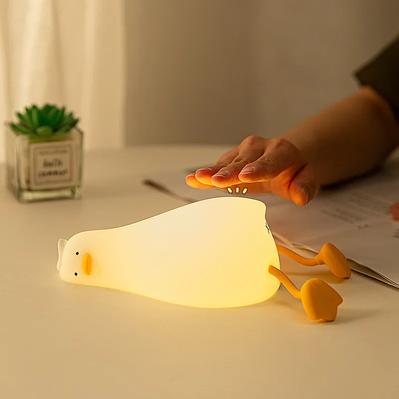 Duck Nightlights Led Night Light Duckling Rechargeable Lamp USB Cartoon Silicone Children Kid Bedroom Decoration Birthday Gift